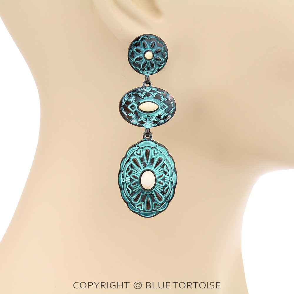 Western Texture Drop Stud Earrings - Image 2