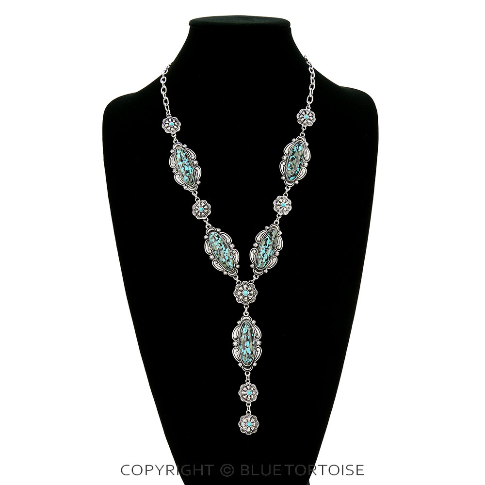 Western Handmade Stone with Concho Y Necklace - Image 2