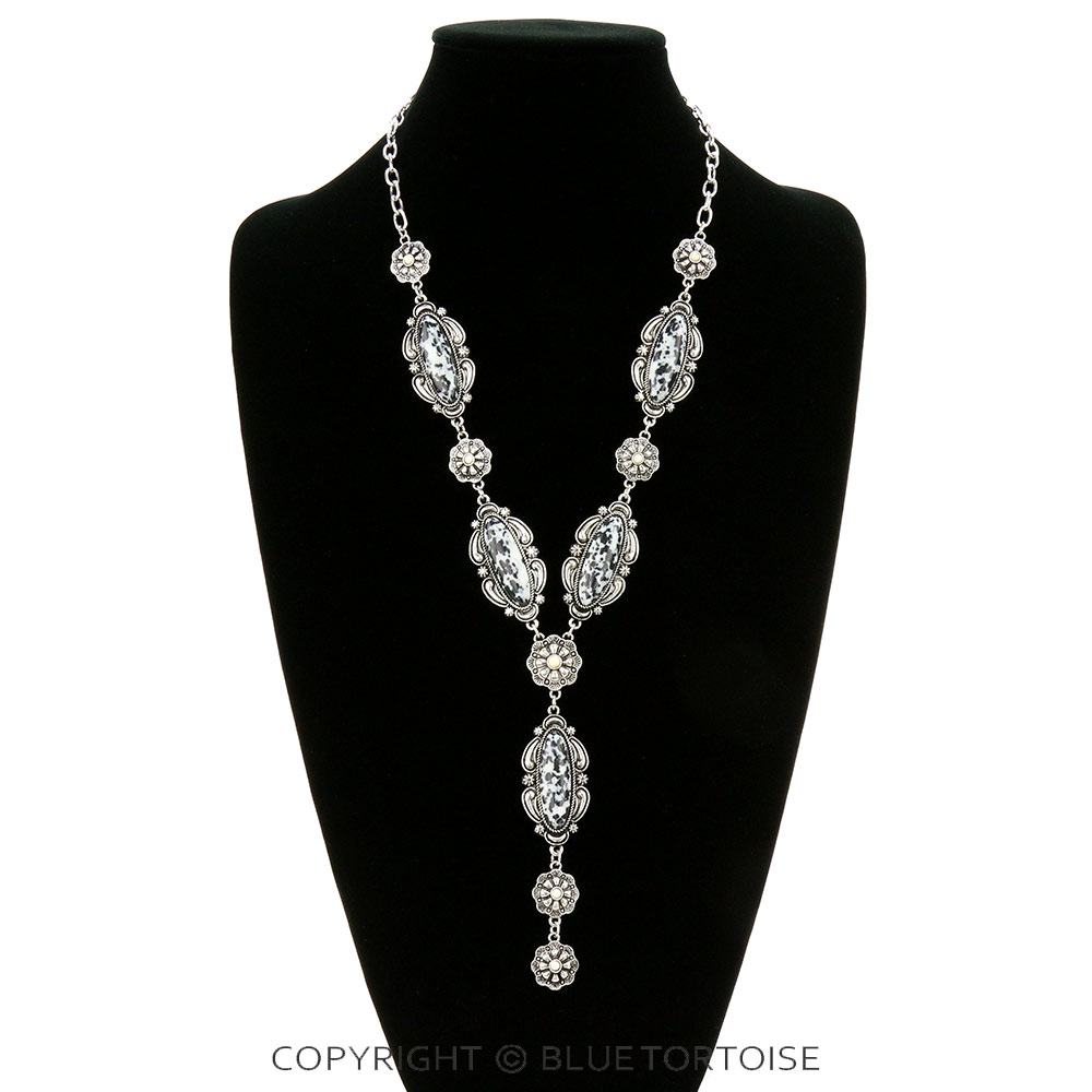 Western Handmade Stone with Concho Y Necklace - Image 2