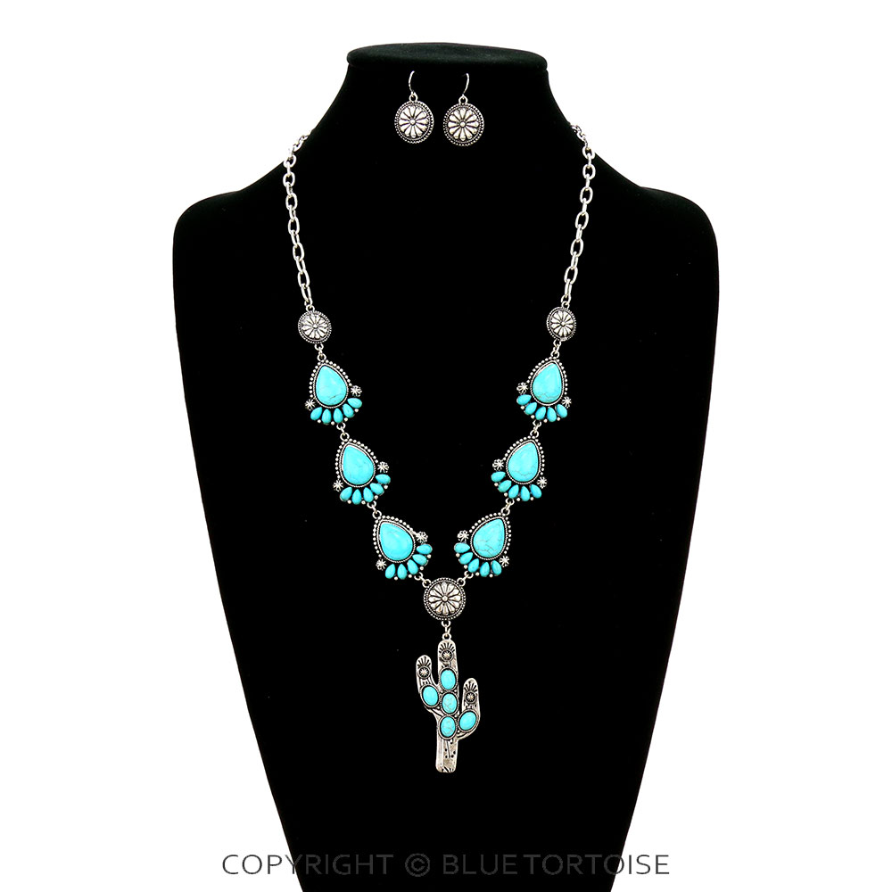 Western Cactus Stone Necklace Set - Image 2