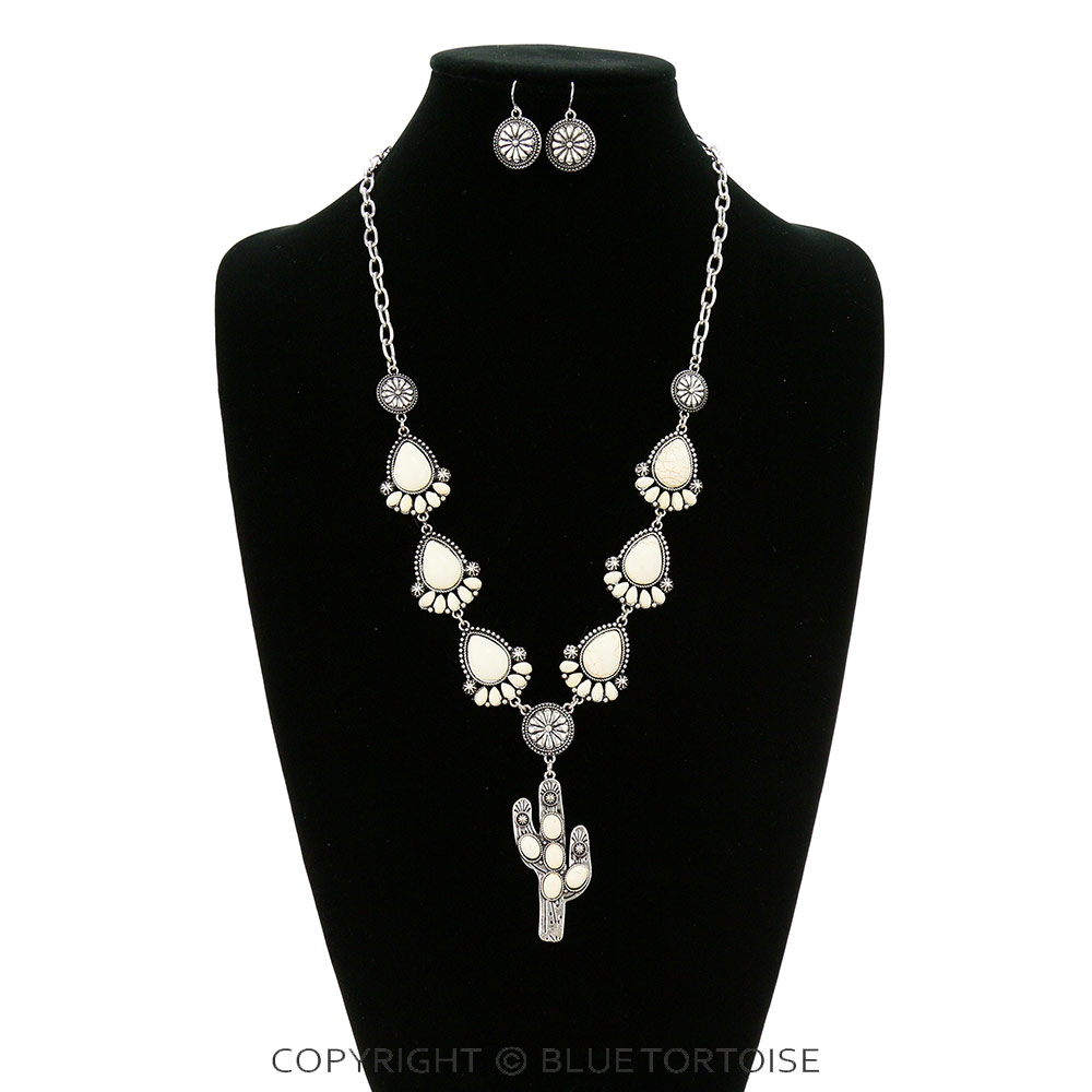 Western Cactus Stone Necklace Set - Image 2