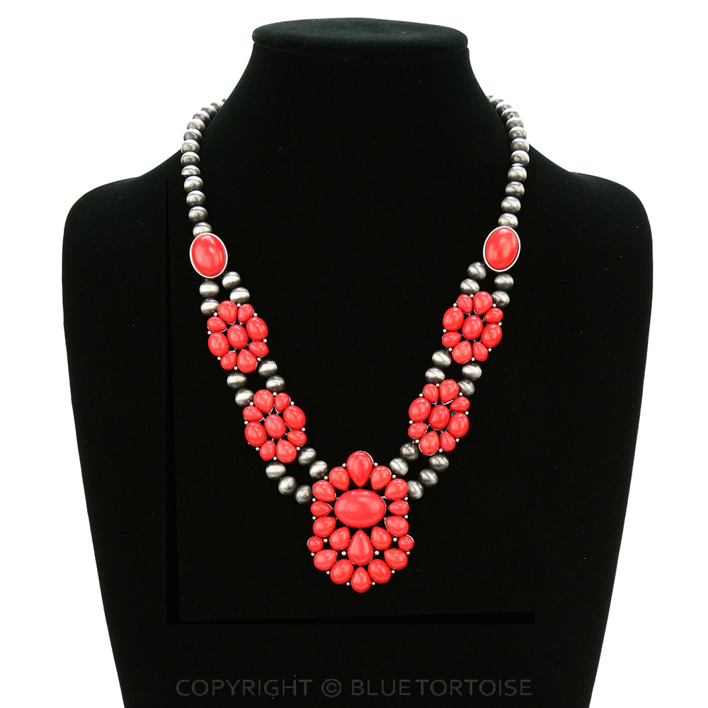 Western Design Stone Statement Necklace - Image 2