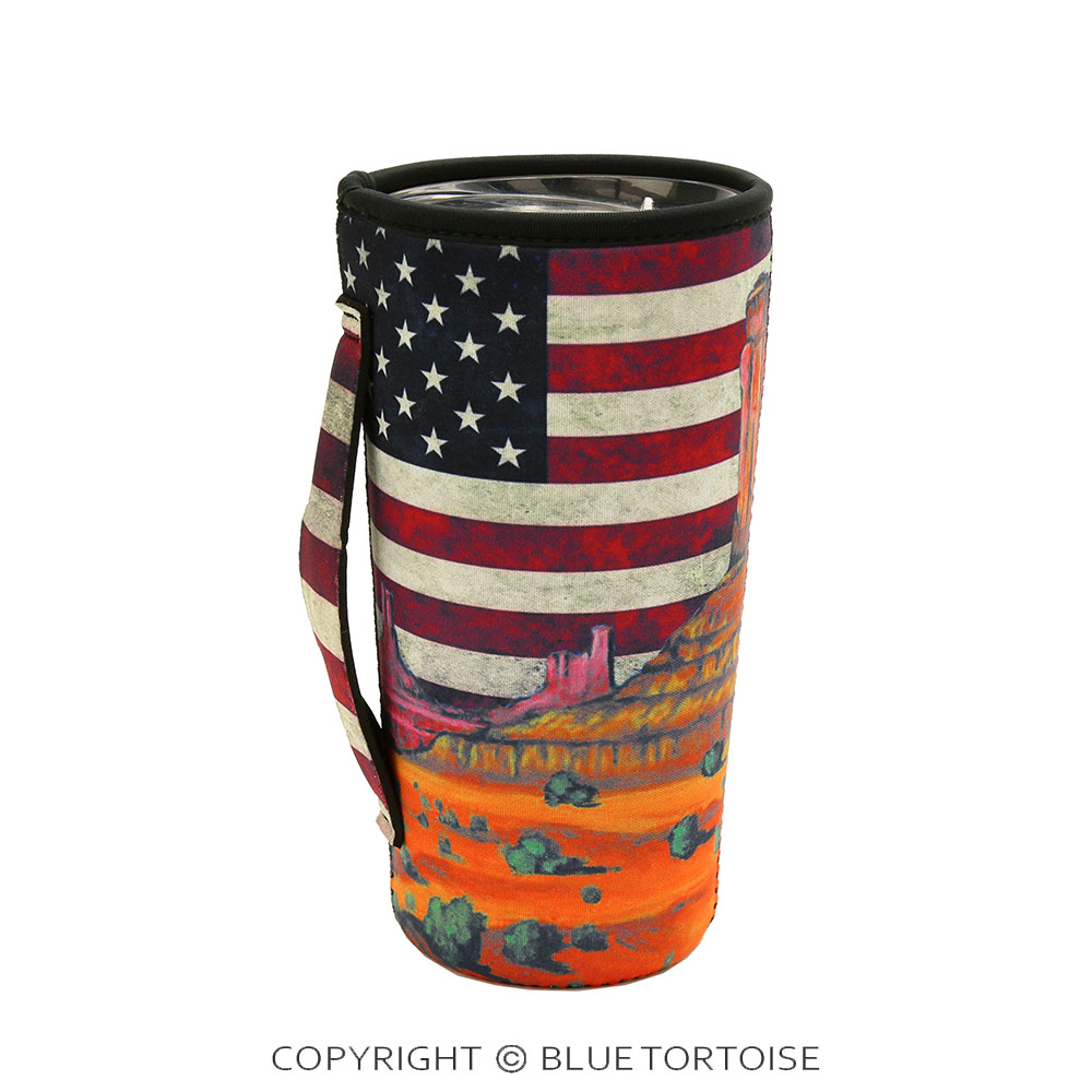 American Flag Southwest Sunset Tumbler Drink Sleeve/Cooler