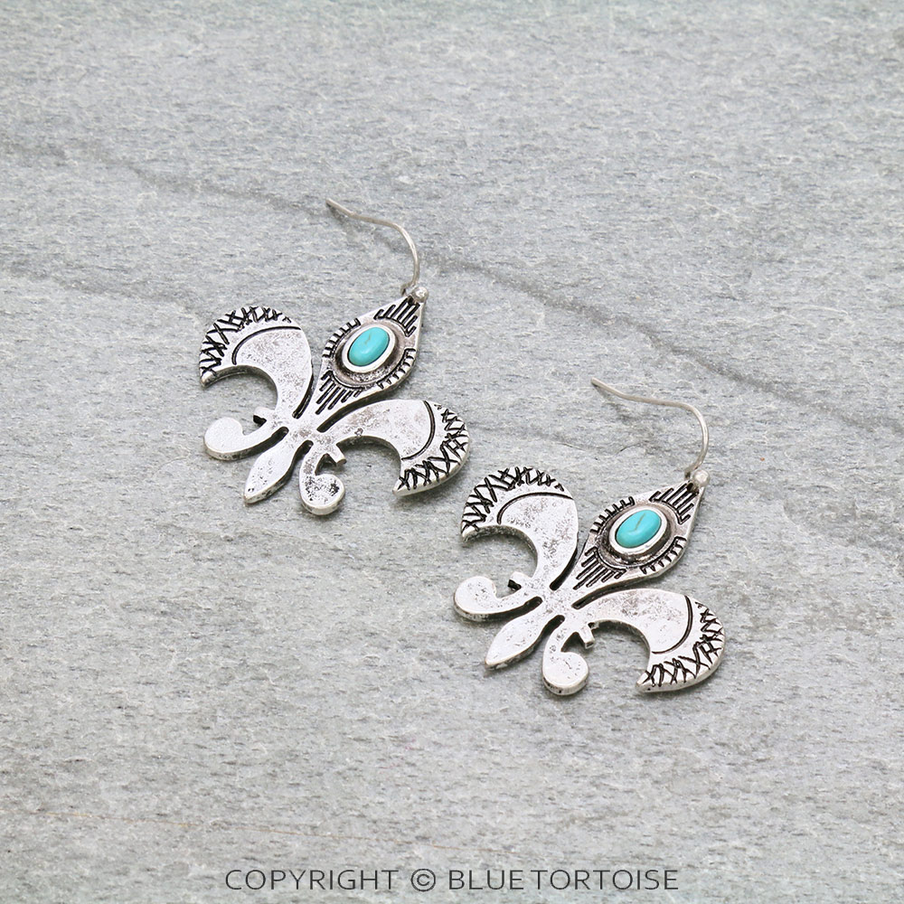 Western Fleur De Lis Dangle Earrings