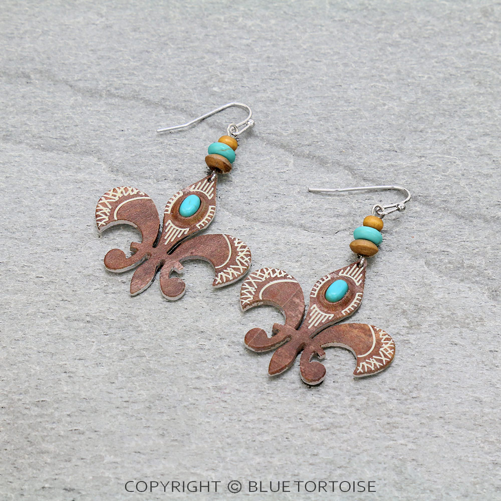 Western Fleur De Lis Dangle Earrings