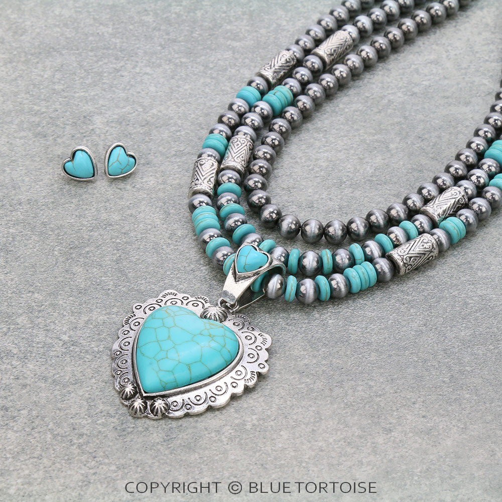 Western Heart Pendant Necklace Set - Image 3