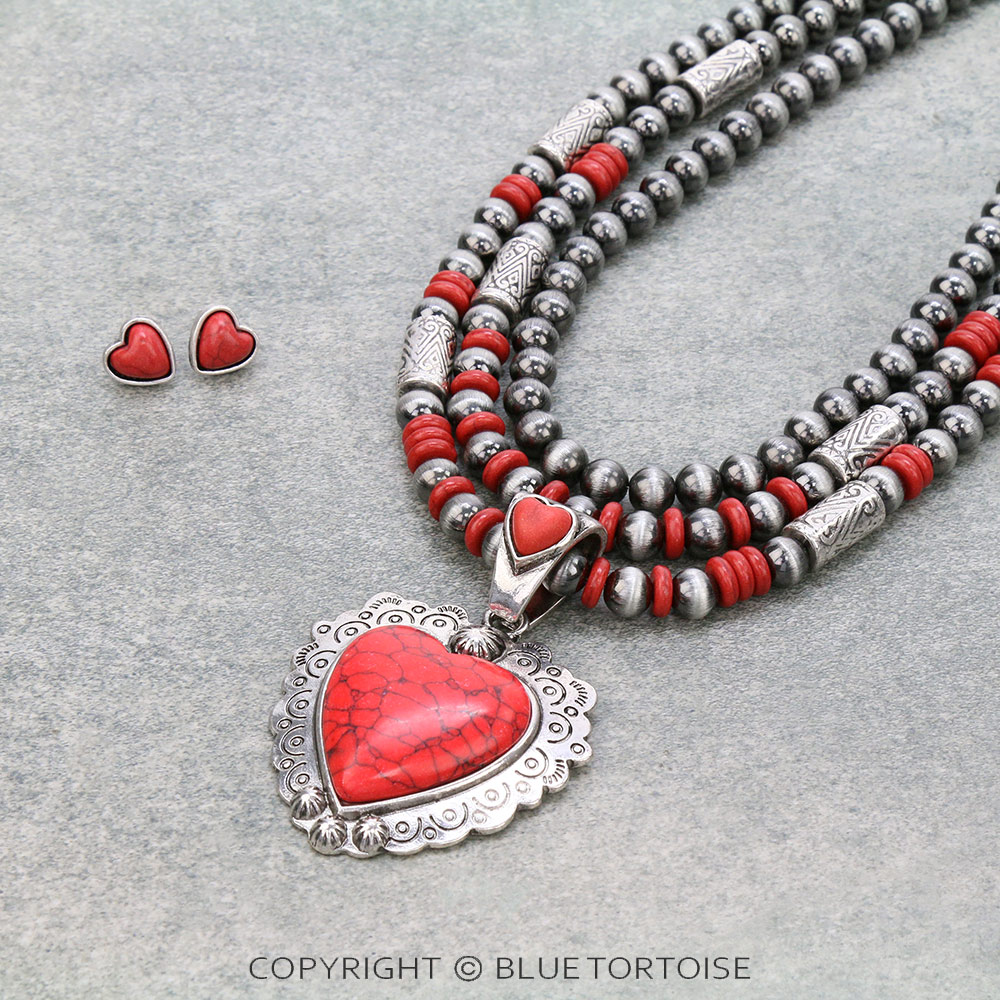 Western Heart Pendant Necklace Set - Image 3