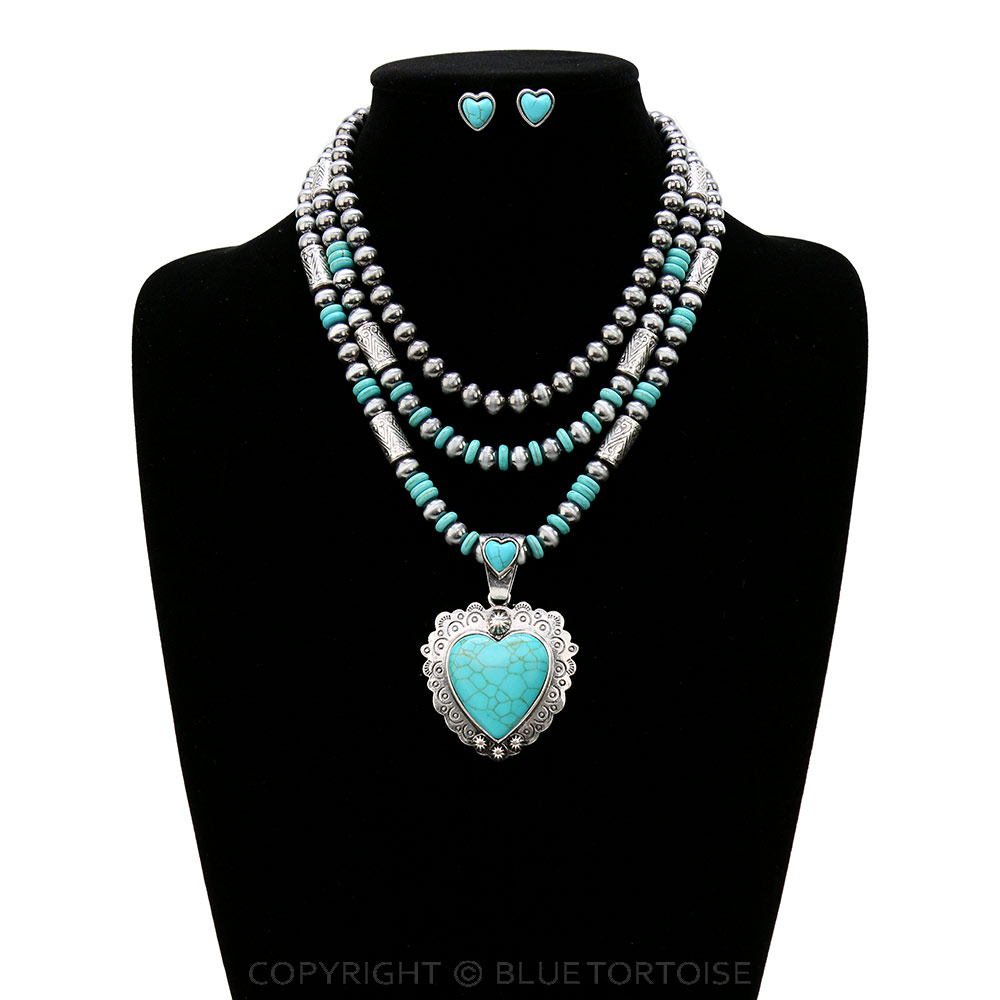 Western Heart Pendant Necklace Set - Image 2