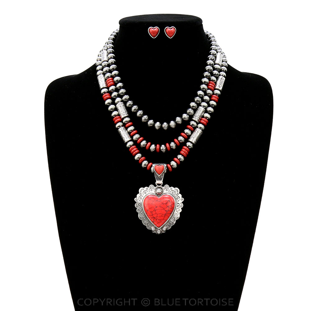 Western Heart Pendant Necklace Set - Image 2