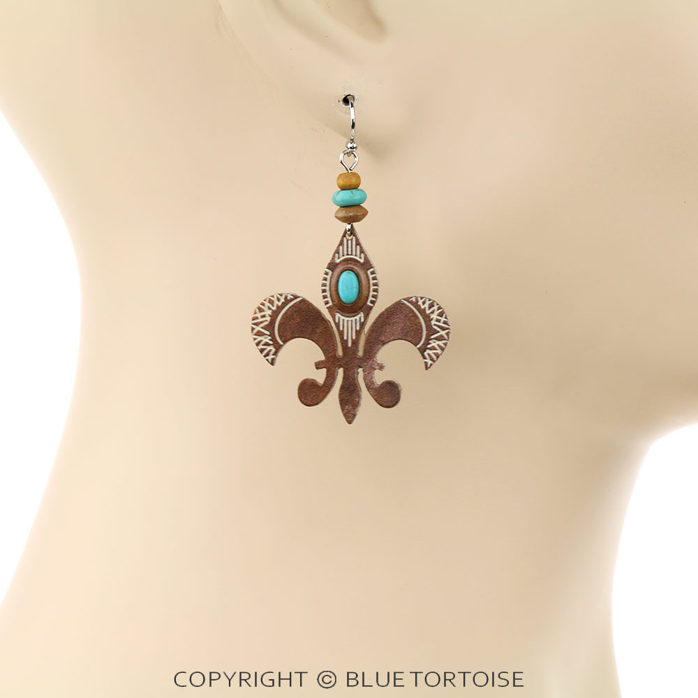 Western Fleur De Lis Dangle Earrings - Image 2