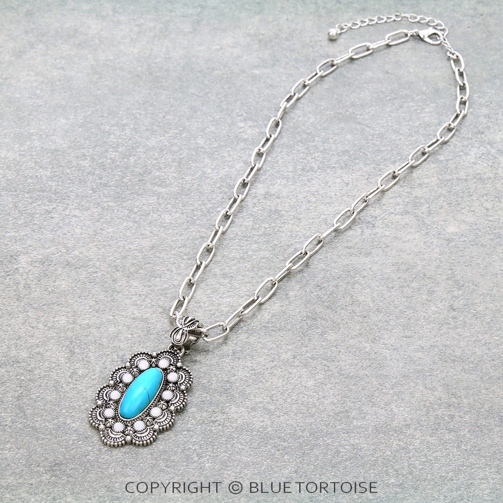 Western Concho Pendant Necklace