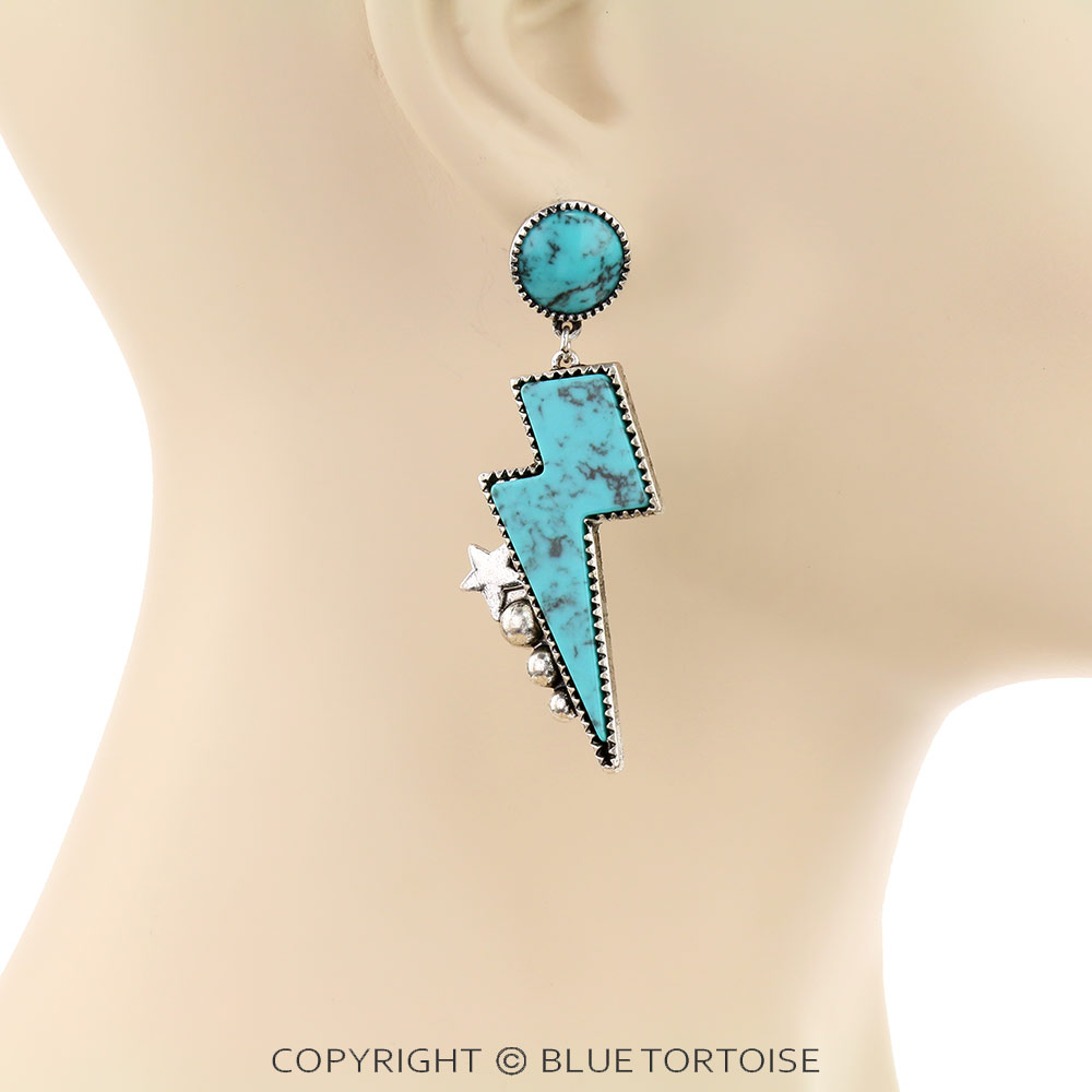 Thunder Semi Stone Stud Earrings - Image 2