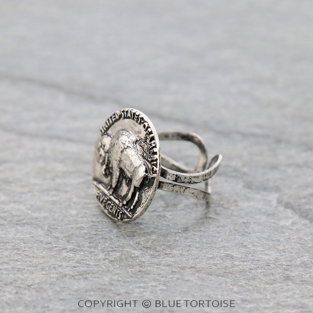 Western Buffalo Coin Cuff Ring - Image 2