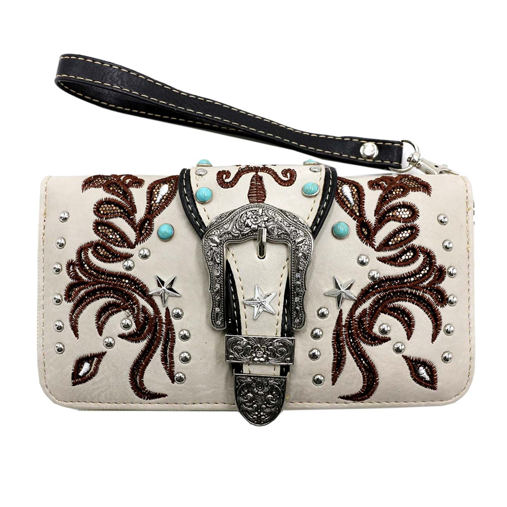 Western Buckle Faux Leather Wallet
