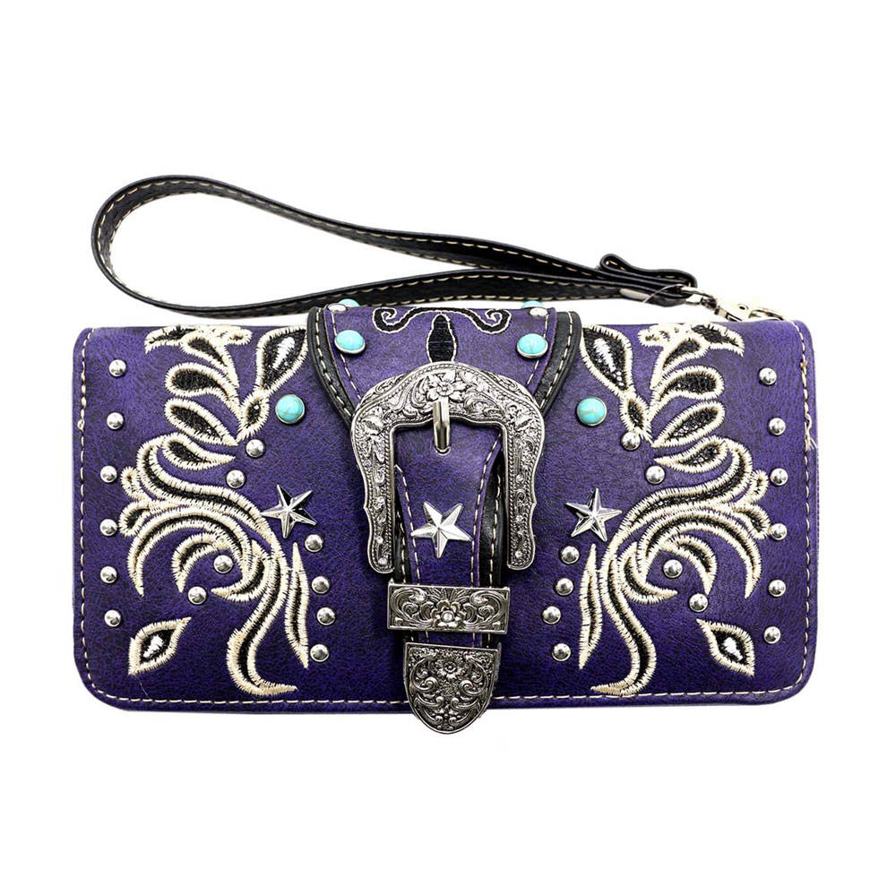Western Buckle Faux Leather Wallet