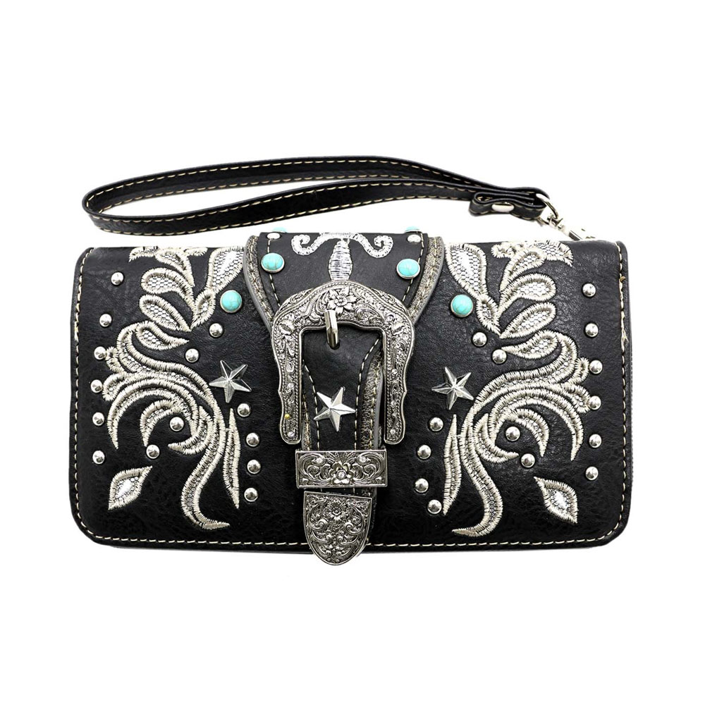 Western Buckle Faux Leather Wallet