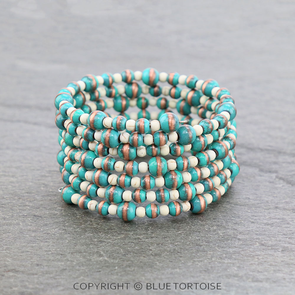 Western Navajo Style Pearl Multi Strand Wire Bracelet