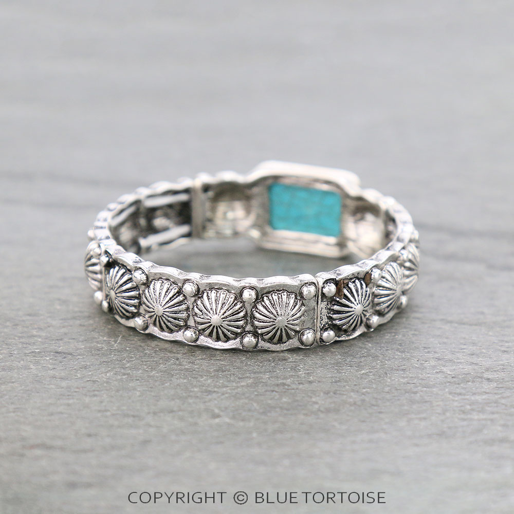 Western Rectangle Semi Stone Double Stretch Bracelet - Image 3