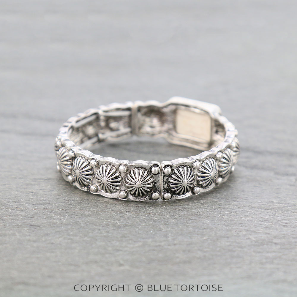 Western Rectangle Semi Stone Double Stretch Bracelet - Image 3