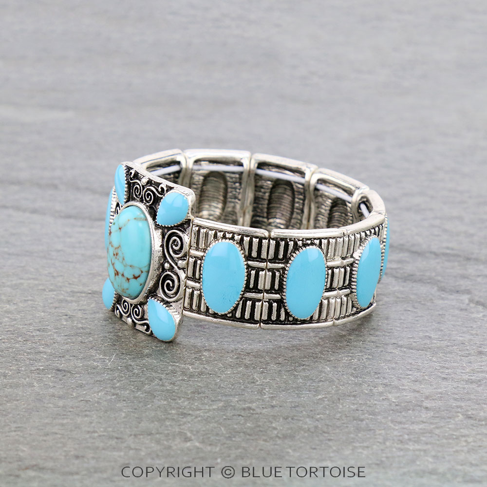 Western Epoxy Stone Stretch Bracelet - Image 2