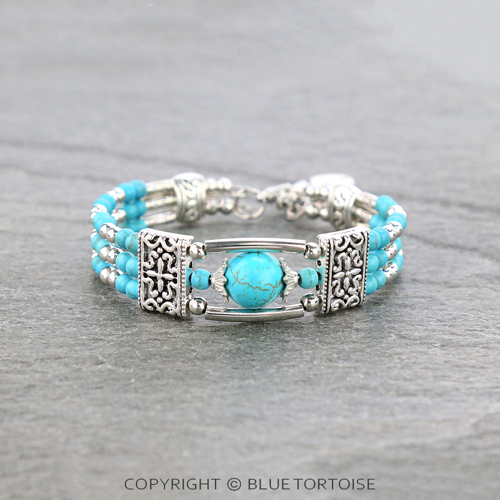 Western Stone Bead Link Bracelet
