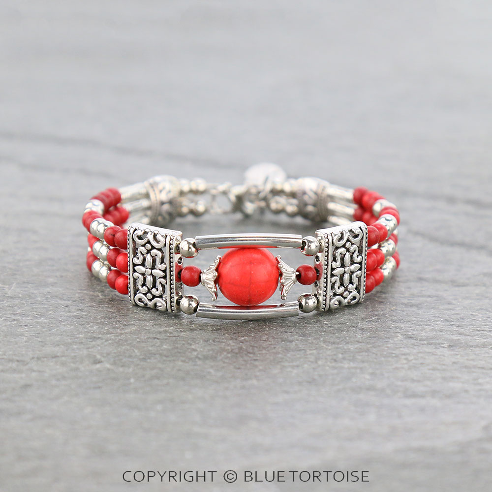 Western Stone Bead Link Bracelet
