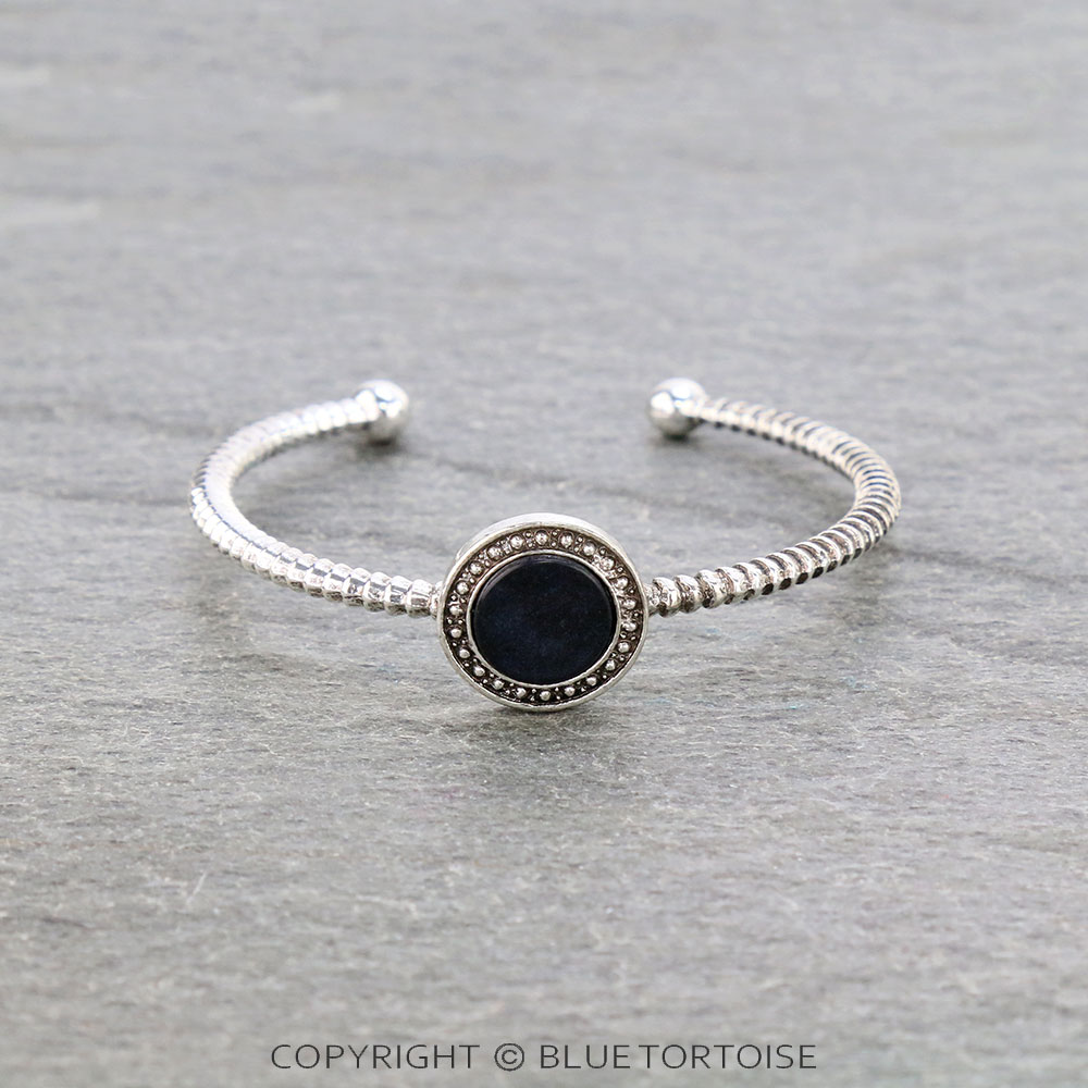 Western Round Stone Cuff Bracelet