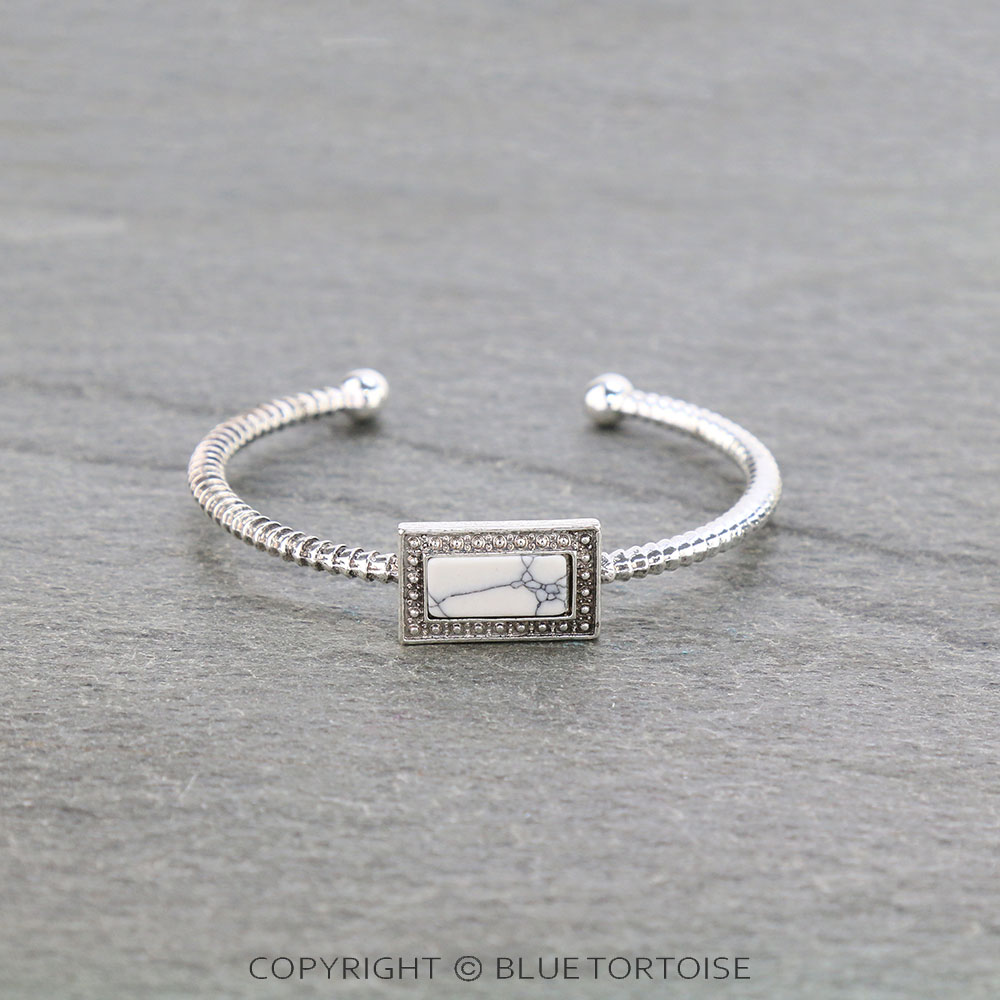 Western Rectangle Stone Cuff Bracelet