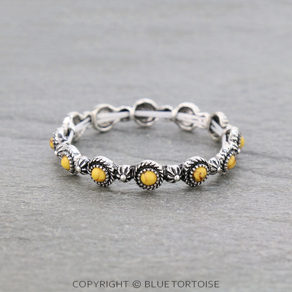 Western Round Stone Stretch Bracelet