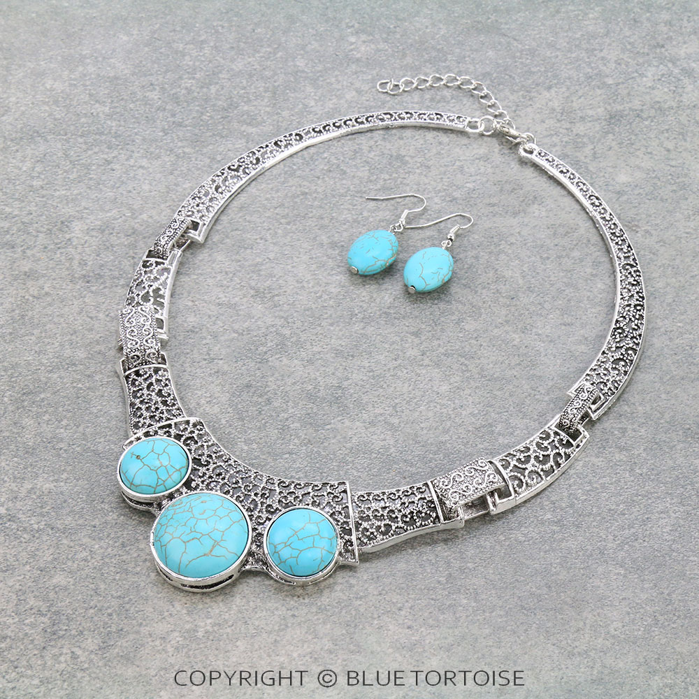 Western Design Stone Necklace Set