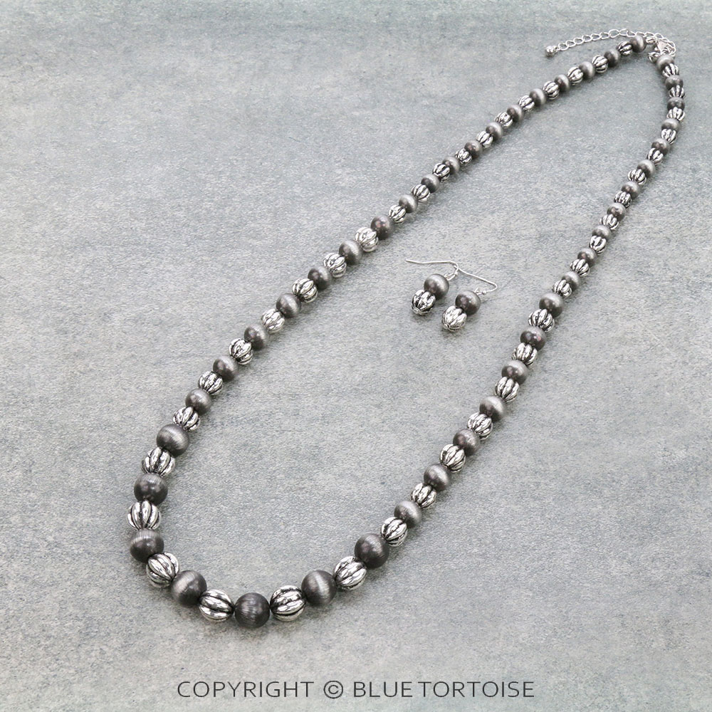 30" Western Navajo Style Pearl & CCB Bead Necklace Set