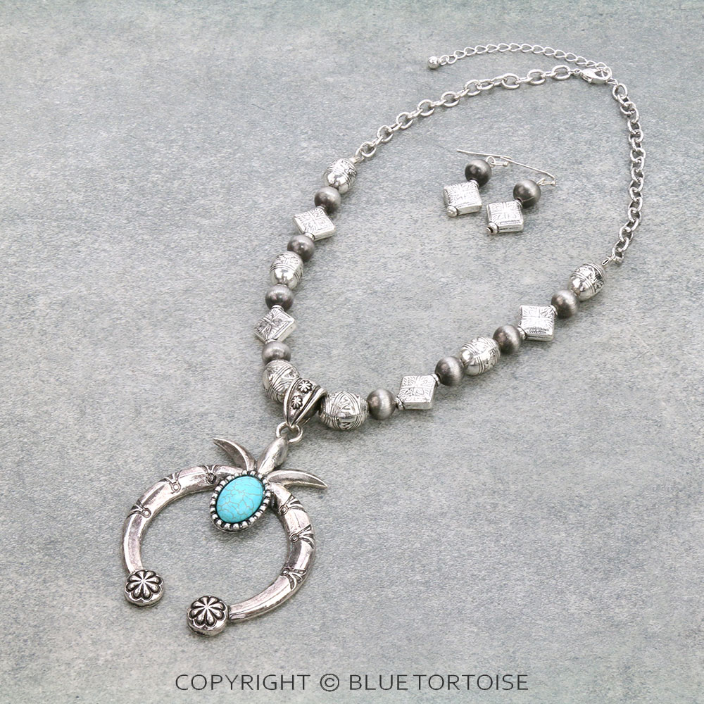 Western Squash Blossom Pendant Necklace Set