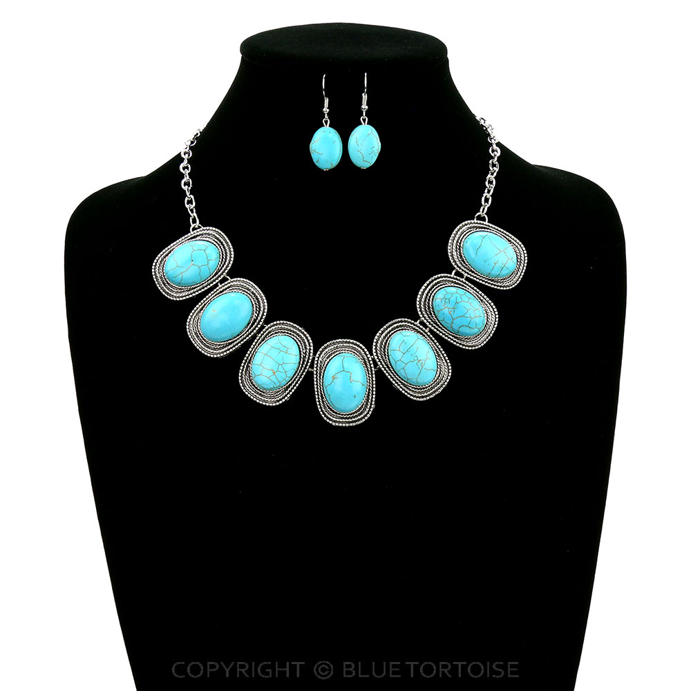 Western Oval Stone Necklace Set - Image 2