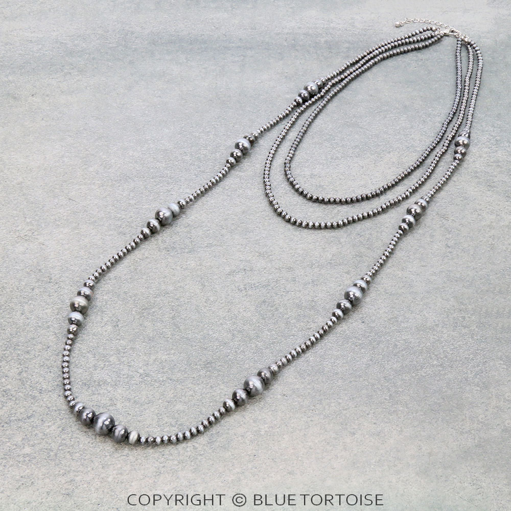 3 Row Navajo Style Pearl Necklace