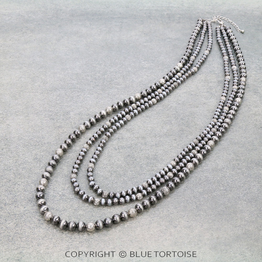 3 Row Squash Navajo Style Pearl Necklace
