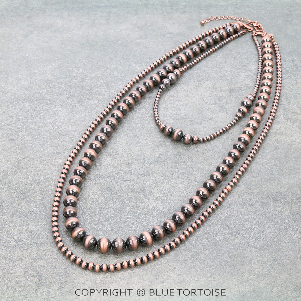 3 Row Navajo Style Pearl Necklace
