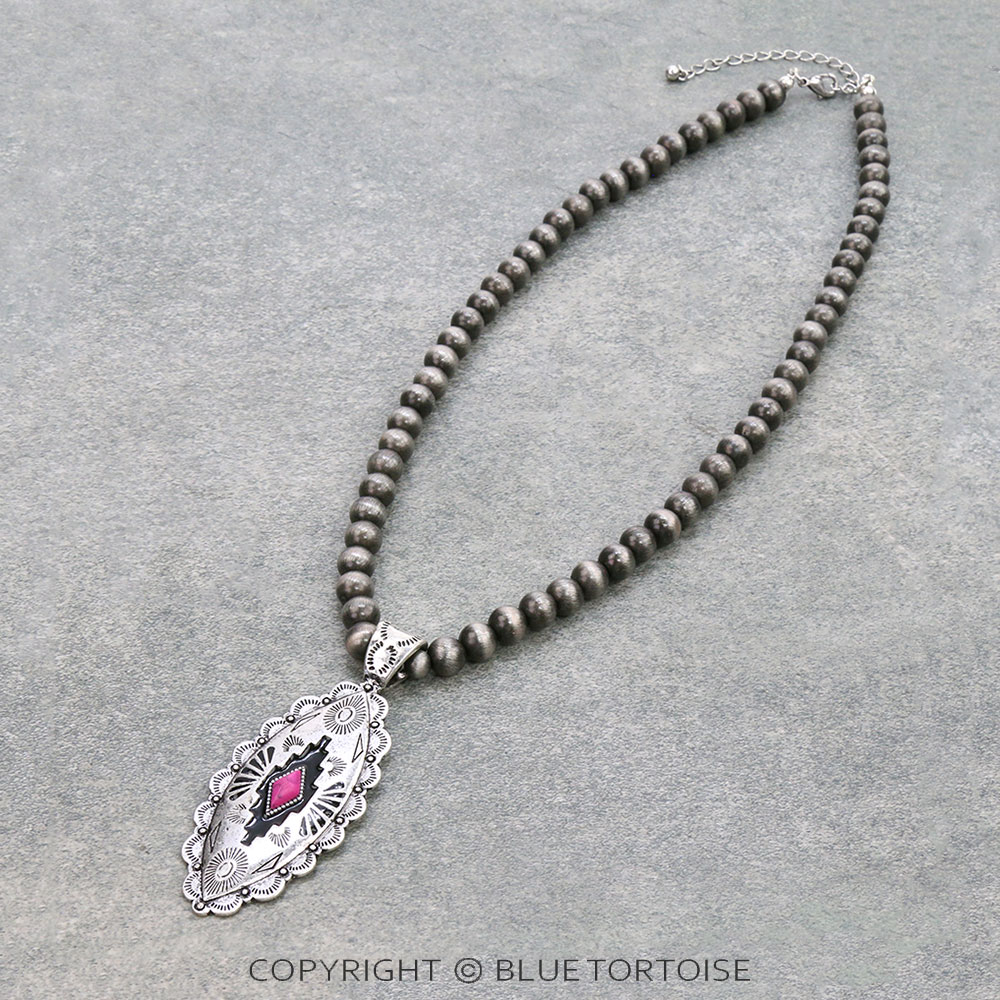 Western Concho Pendant Necklace