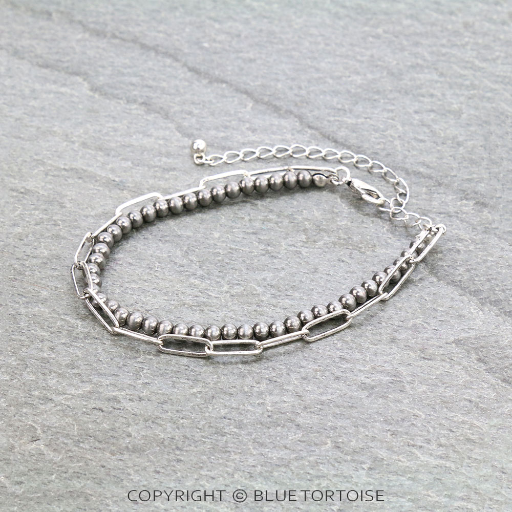 Navajo Style Pearl with Chain Link Bracelet