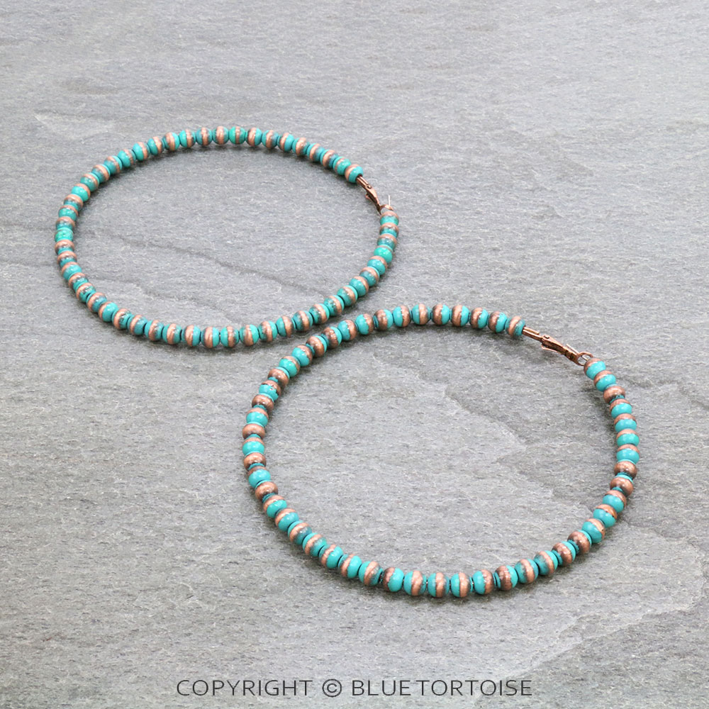 3.5-Inch Navajo Style Pearl Hoop Earrings