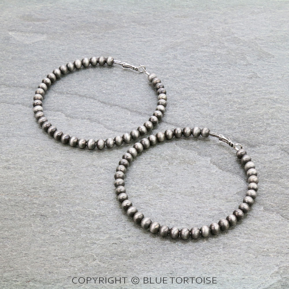 3-Inch Navajo Style Pearl Hoop Earrings