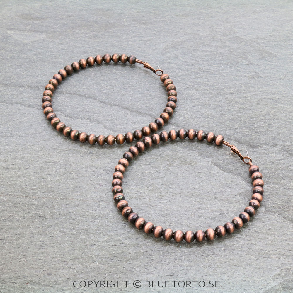 3-Inch Navajo Style Pearl Hoop Earrings