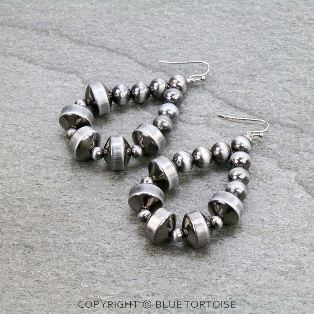 Navajo Style Pearl Teardrop Dangle Earrings