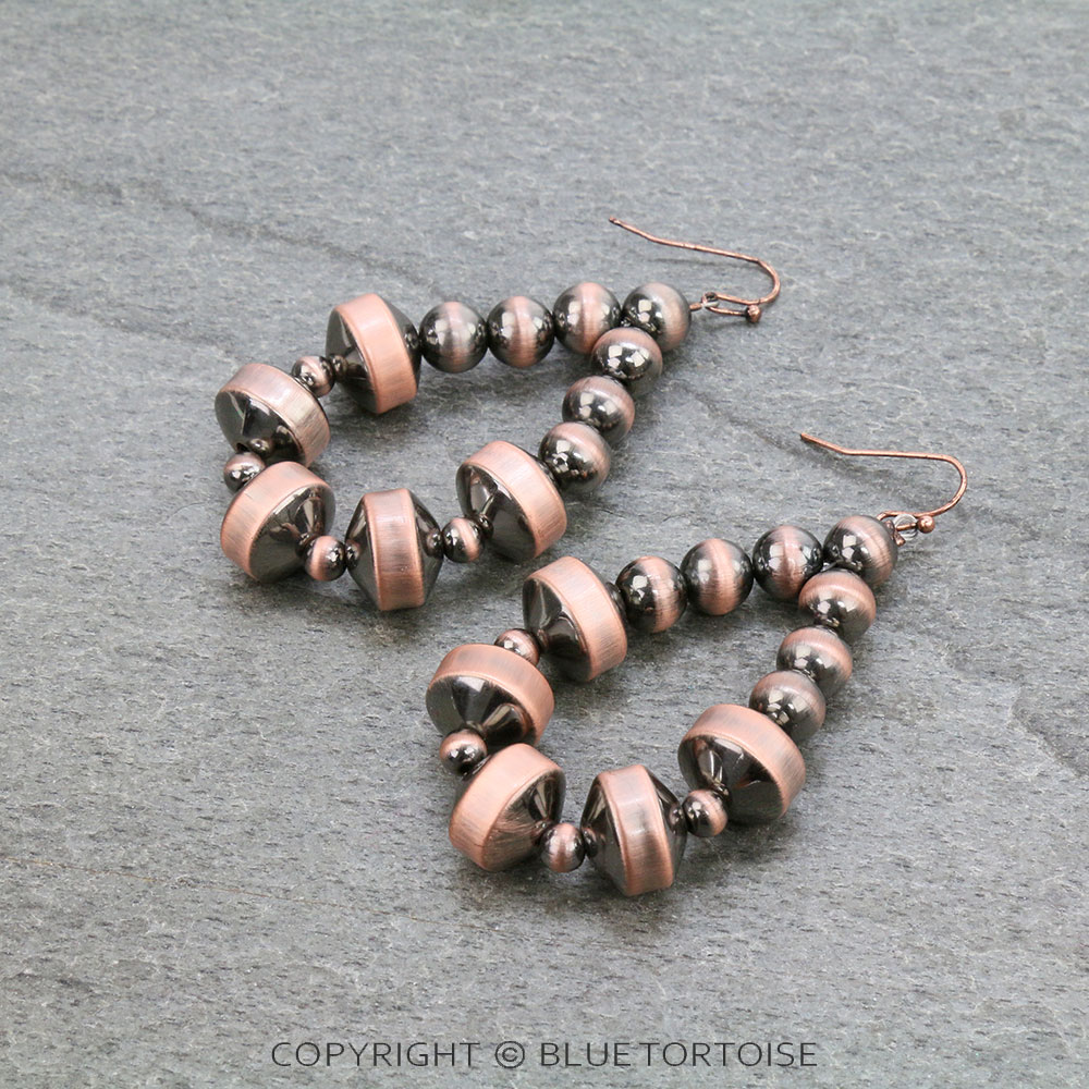 Navajo Style Pearl Teardrop Dangle Earrings