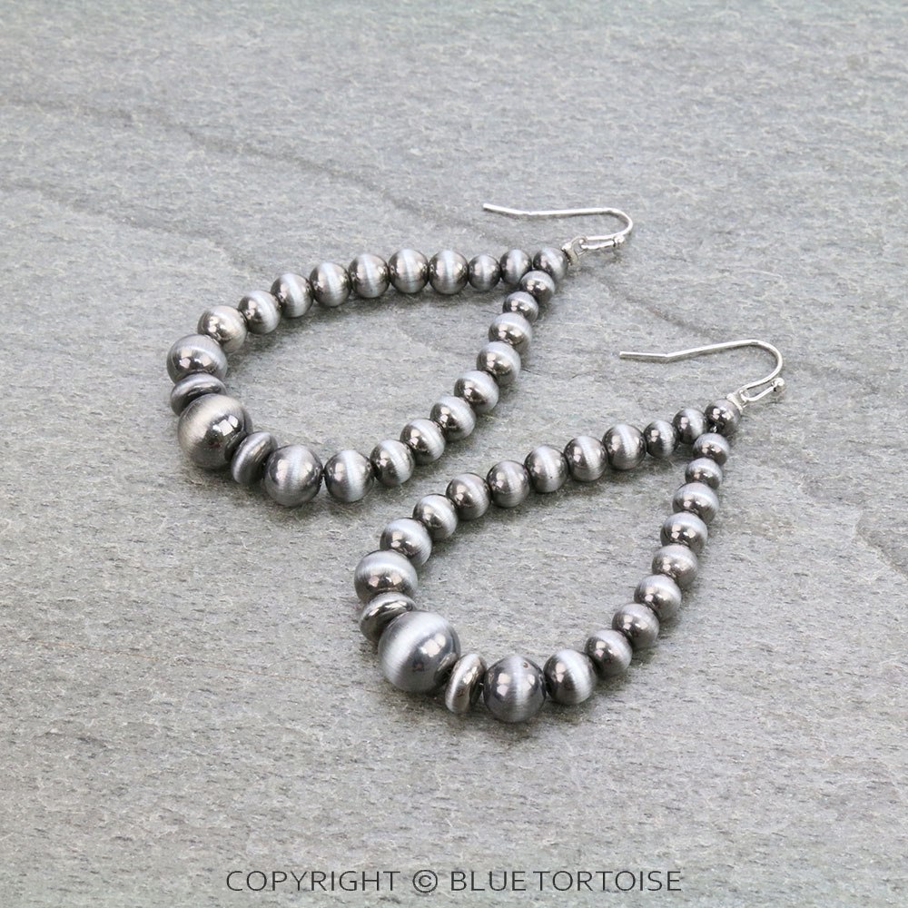 Navajo Style Pearl Teardrop Dangle Earrings