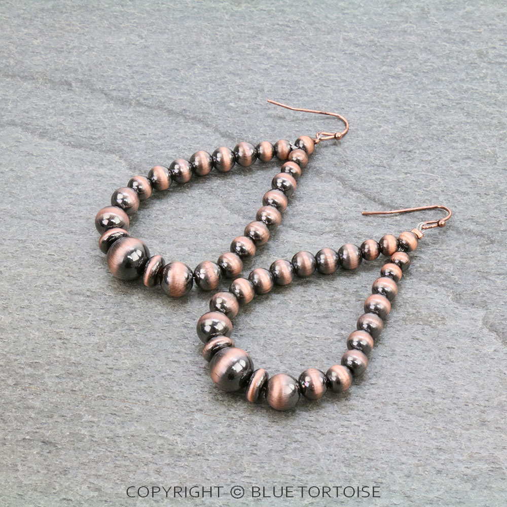 Navajo Style Pearl Teardrop Dangle Earrings