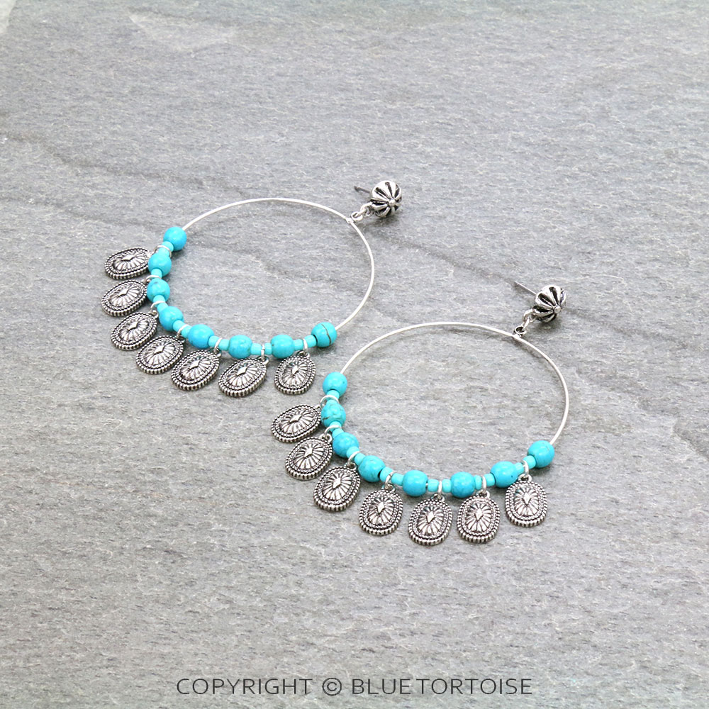 Western Concho Dangling Stud Earrings