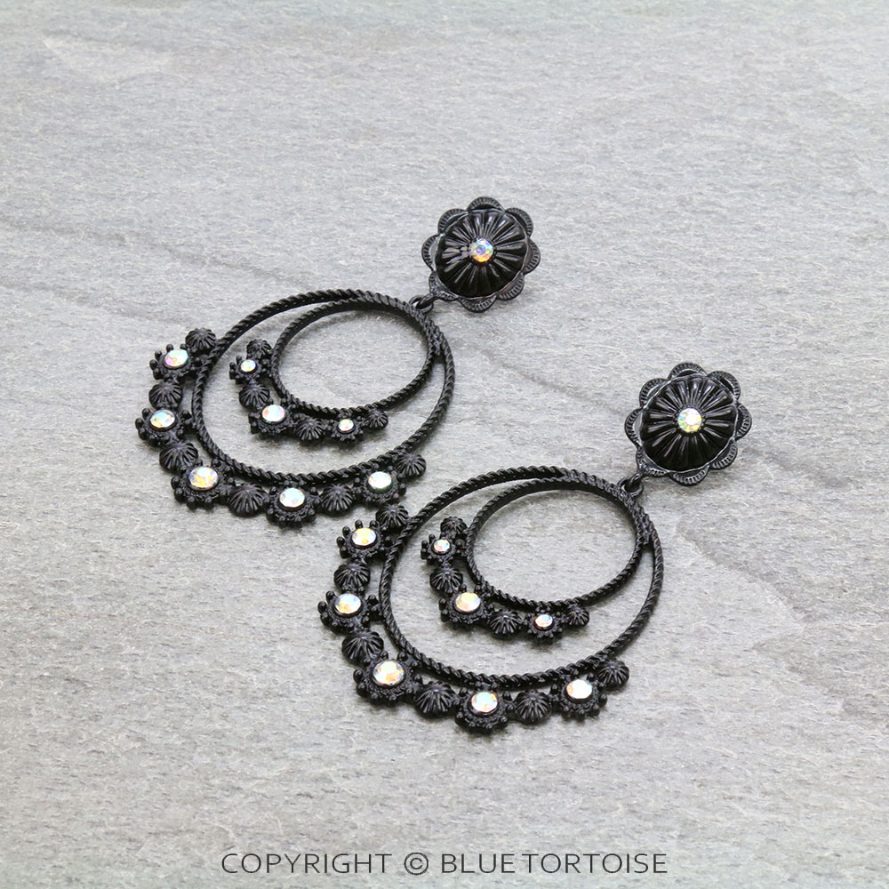 Western Stone with Concho Stud Earrings