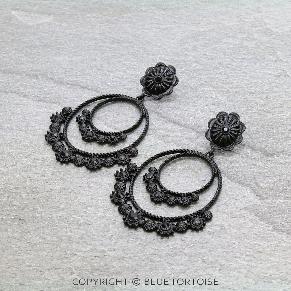Western Stone with Concho Stud Earrings