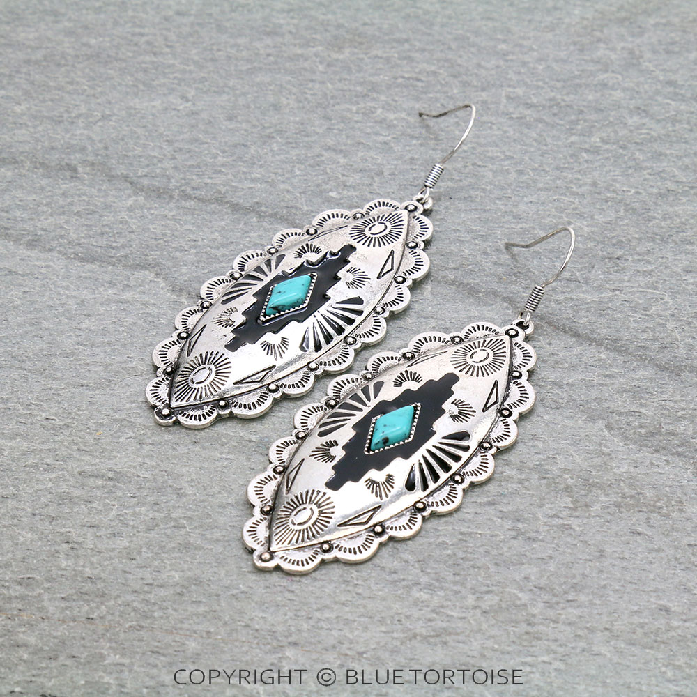 Western Aztec Style with Stone Dangle Earrings