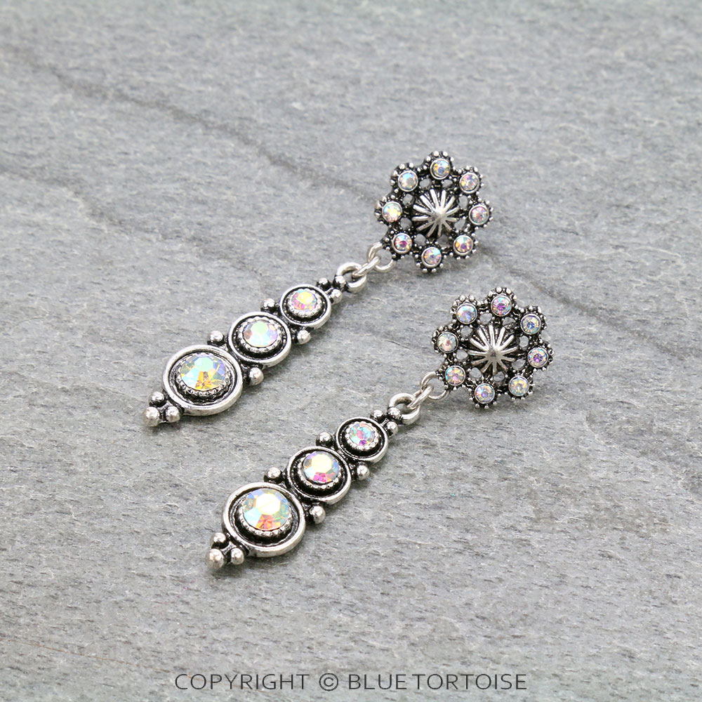 Western Stone with Concho Stud Earrings
